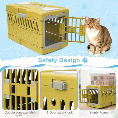 Collapsible Cat Carrier Hard, Plastic Hard-Shell Pet Carrier Travel - Image 4
