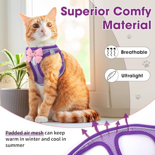 Cat Vest Harness and Leash Set, Escape Proof Kitten Harness Purple M - Image 4