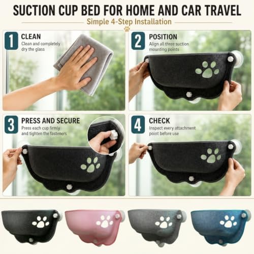 Cat Car Window Hammock with Soft Pad, Cat Car Window Seat，Pink：Small - Image 7