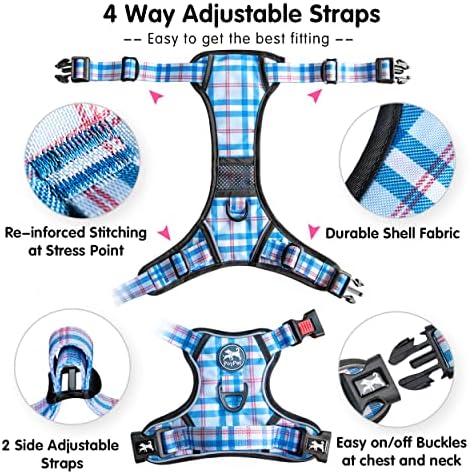PoyPet Plaid Dog Harness Medium, No Pull Vest - Image 4