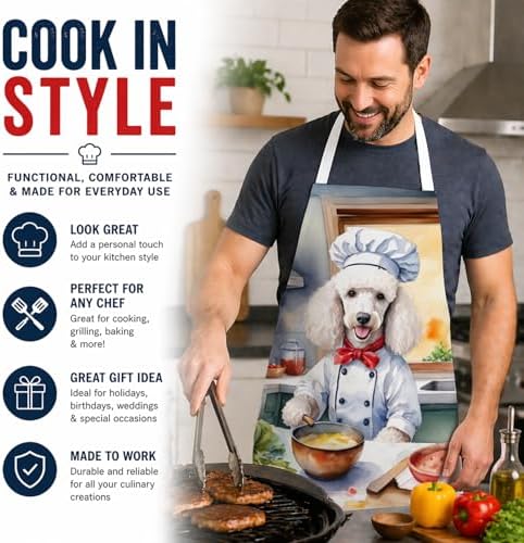 Caroline's Treasures White Poodle The Chef Apron Cooking Kitchen Server Baking - Image 2
