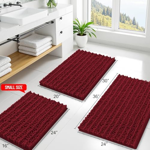 Smiry Bathroom Rugs 36X24, Extra Soft Rubber Backing Chenille Bath Mats - Image 2