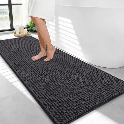 OLANLY Thick Chenille Bathroom Runner Rugs Mats 47x24, Dark Grey by OLANLY