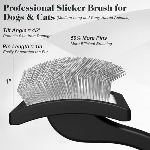 2PCS Slicker Brush for Dogs & Pet Comb, Professional Dog Grooming Brush - Image 3