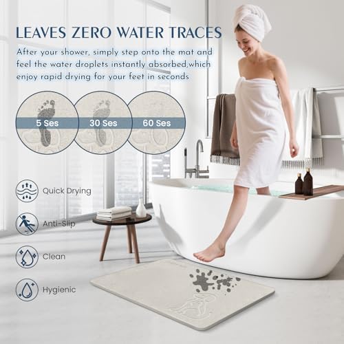 Stone Bath Mat Quick Drying Absorbent Shower Mat Diatomaceous Earth Pad - Image 3