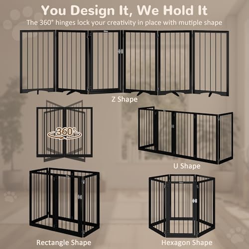 32" Extra Tall Free Standing Dog Gate Indoor, Foldable Pet Gate - Image 3