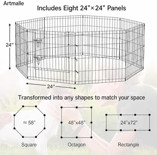 Puppy Pet Playpen 8 Panel 24 Inch Indoor Outdoor Metal Portable Folding Animal - Image 3