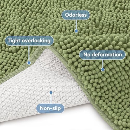 Bcoimo Small Bath Rug Mat, Sage Chenille High Absorbent Bathroom Floor Mats - Image 4