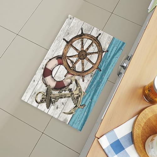 Giwawa Nautical Anchor Bath Rug Coastal Boat Bathtub Mat Extra Absorbent - Image 6