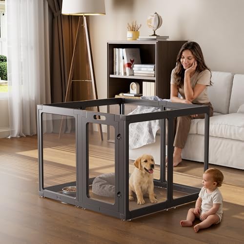 Clear Acrylic Dog Playpen Indoor Pet Pen, 8 Panels by ClimbHope