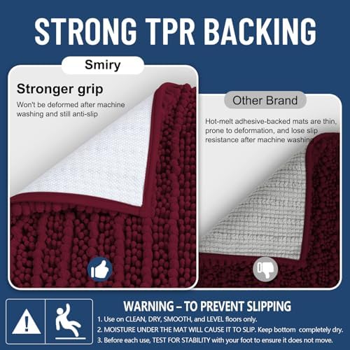 Smiry Bathroom Rugs 36X24, Extra Soft Rubber Backing Chenille Bath Mats - Image 3