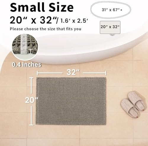 Waffle Bath Mat, Boho Bathroom Rugs Non Slip Washable - Image 2