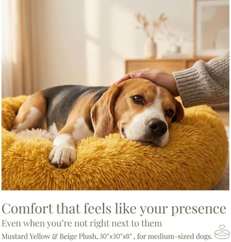 nononfish Soft Plush Dog Bed, Calming Round Pet Bed - Image 2