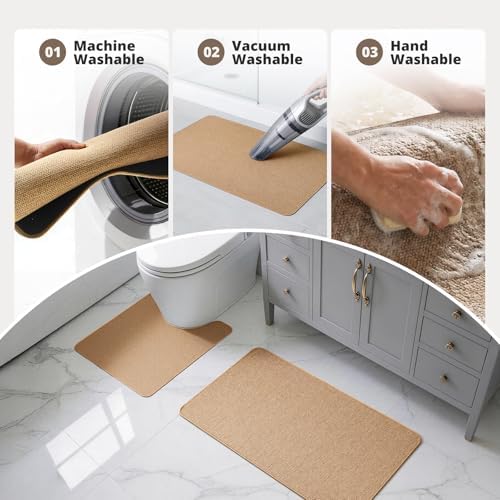 Bathroom Rugs Sets 2 Piece, Thin Bath Mat Absorbent Quick Dry, Machine Washable - Image 5