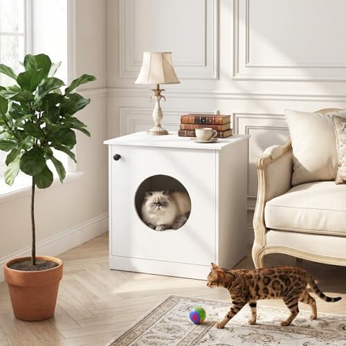 Tangkula White Cat Litter Box Enclosure by TANGKULA