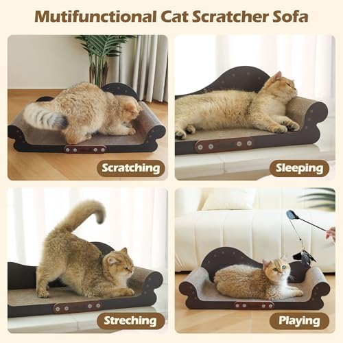 ComSaf Large Cat Scratcher Bed 26.7 in, Cardboard Cat Couch Scratch Pad - Image 2
