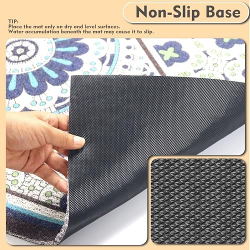 Bohemian Kitty Litter Mat 24"x17", Non-Slip Litter Box Mat, Washable Cat Litter - Image 5