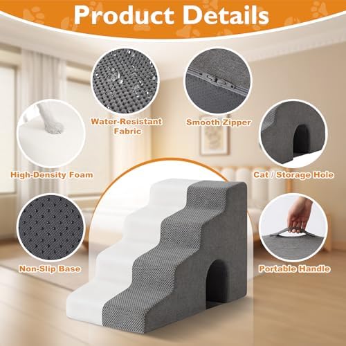 Ahpmeoa Dog Stairs for Bed 19.5’’ H, 4-Step Dog Steps for High Bed - Image 3