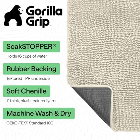 GORILLA GRIP SoakSTOPPER Dog Door Mat, Machine Wash and Dry, 36x24 Cream - Image 3