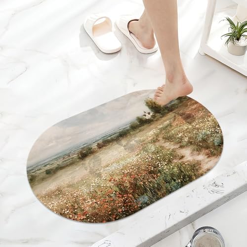 Field with Blooming Flowers Super Absorbent Quick-Drying Bathroom Mat Rug - Image 6