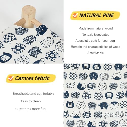 Patas Lague Cat Hammock Bed Small Eleveted Dog Bed 19x19 in White Cat - Image 3