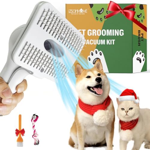 Pet Grooming Brush 2-in-1 Easy-Clean Hair Removal by iZSOHHOME