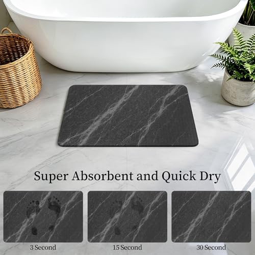 THMINS Black Marble Stone Bath Mat - Image 5