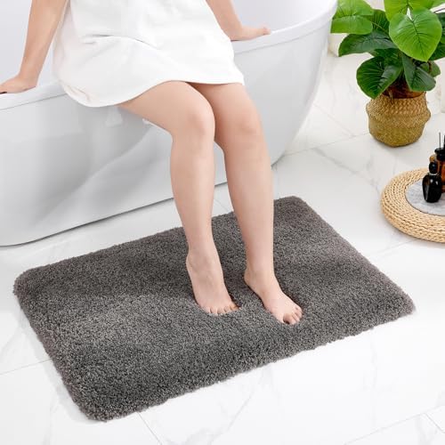 Disolla Dark Grey Bathroom Rugs 24x36, Non-Slip Plush Thick Bath Mat by Disolla