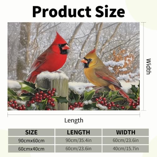 Giwawa Winter Birds Bath Rug Red Berry Washable Bathroom Mat 16x24 Inch Indoor - Image 2
