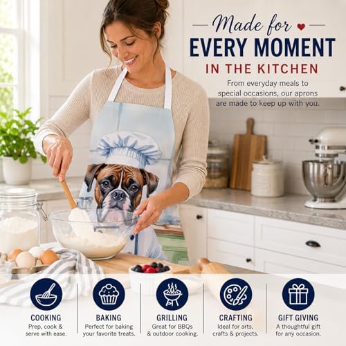 Caroline's Treasures Boxer The Chef Apron Cooking Kitchen Server Baking Crafts - Image 6