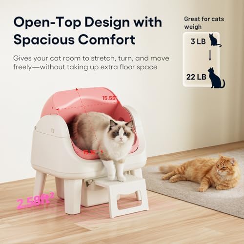 PetPivot Self Cleaning Litter Box, Open Top Automatic Cat Litter Box - Image 3