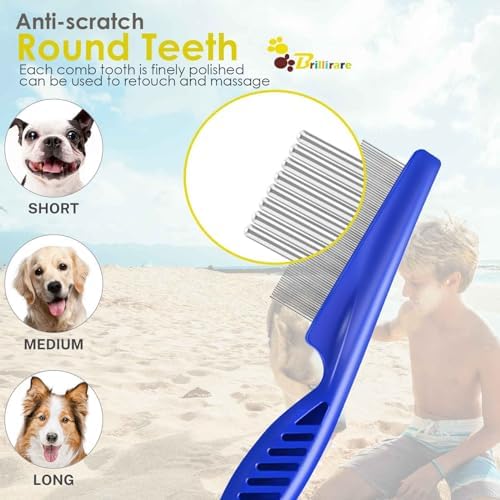 3 Pack Dog Grooming Comb, Flea Lice Pet Combs, Stainless Steel Cat Combs - Image 6