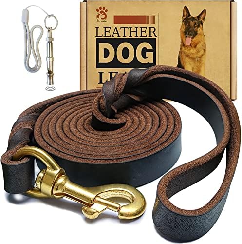 Leather Dog Leash 6ft x 3/4 inch, Strong Heavy Duty Genuine Leather Braided Dog by Lovedogsasmuchasyoudo