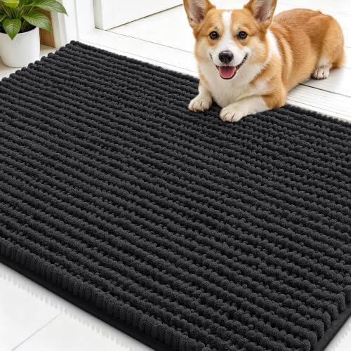 Smiry Dog Door Mat for Muddy Paws 30x20, Ultra Absorbent Chenille Doormat by Smiry