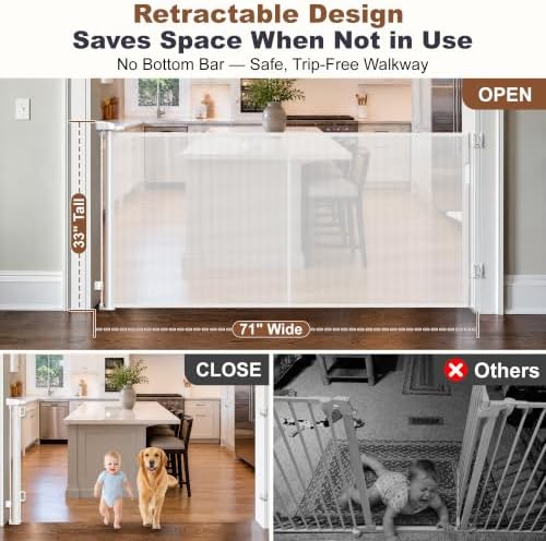 GRENFU Reinforced 71" Wide Retractable Baby Gates Long Dog Gate - Image 3
