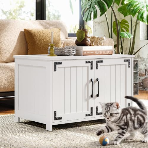 IRONCK 31.5 in Wooden Cat Litter Box Enclosure - Image 2