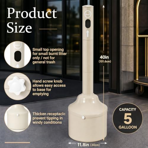Eboot 40 Inch Standing Trash Receptacle Disposal, 5 Gallon Steel - Image 2