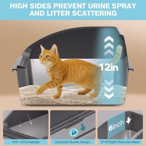 2PACK Stainless Steel Cat Litter Box, Large Litter Box - Image 4