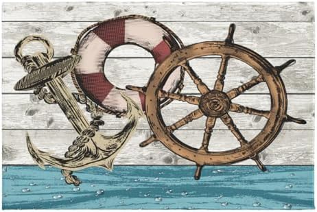 Giwawa Nautical Anchor Bath Rug Coastal Boat Bathtub Mat Extra Absorbent by Giwawa