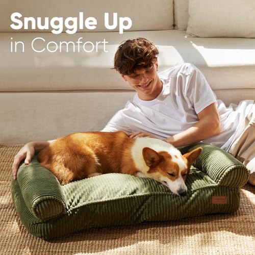 FUKUMARU Dog Couch Bed, Corduroy Cozy Cat Bed, Waterproof, Washable Cover - Image 3