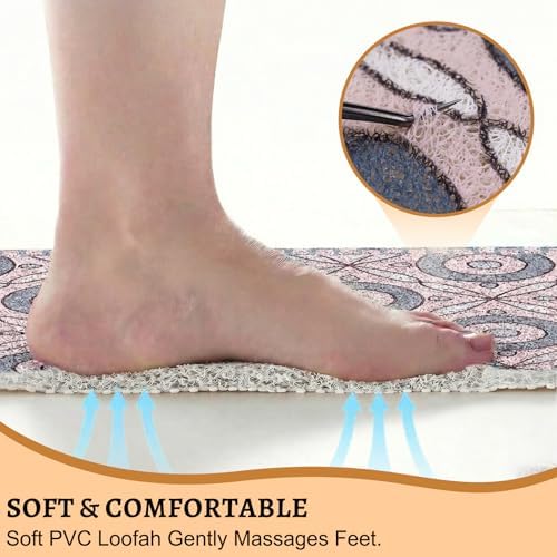 BLESWIN Anti Slip Shower Mat, 27 x 27 Inch Square Soft PVC Loofah Bath Mat - Image 4