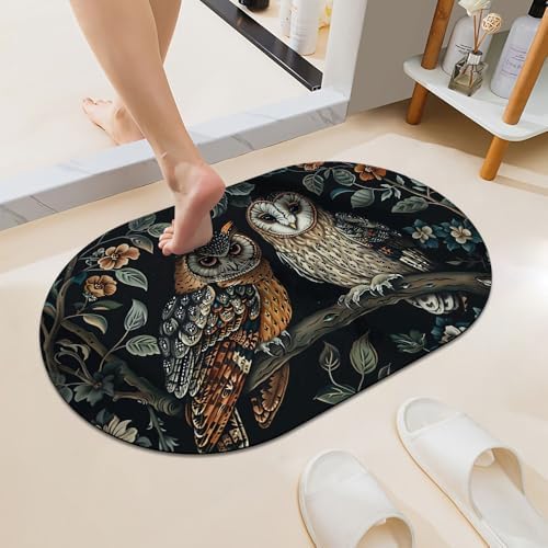 Two Owls Super Absorbent Quick-Drying Bathroom Mat Rug, Rubber Non-Slip Bottoms by ZHUZHISHAN
