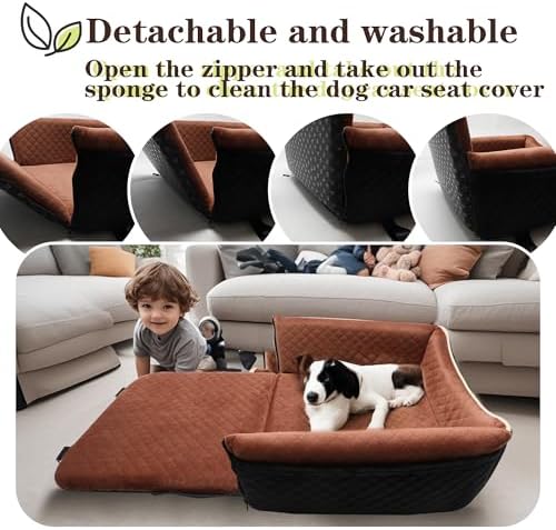 Dog Car Seat Bed 2 in 1 for Small/Medium Dogs up to 35 lbs, Adjustable Safety - Image 5