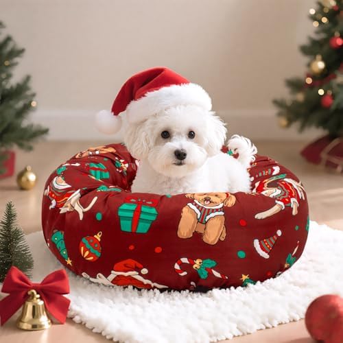 Round Dog Bed Cover Elastic Edged Washable Pet Bed Protector - Image 3