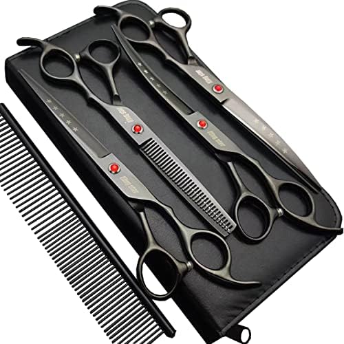 7.0in Titanium Professional dog Grooming Scissors set, Straight & Thinning & by Smithking