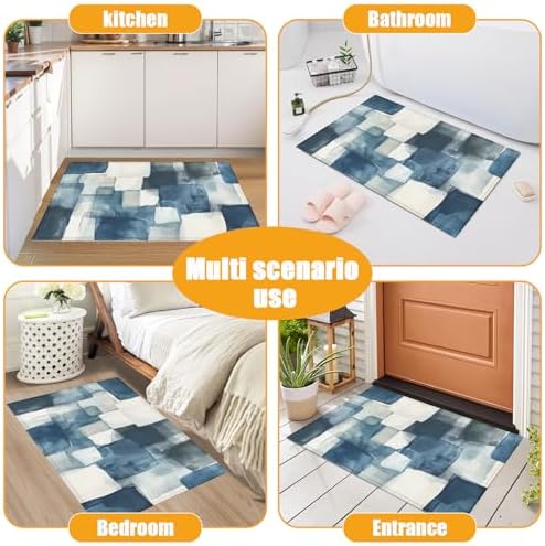 Blue Geometric Watercolor Bath Mat - Image 7