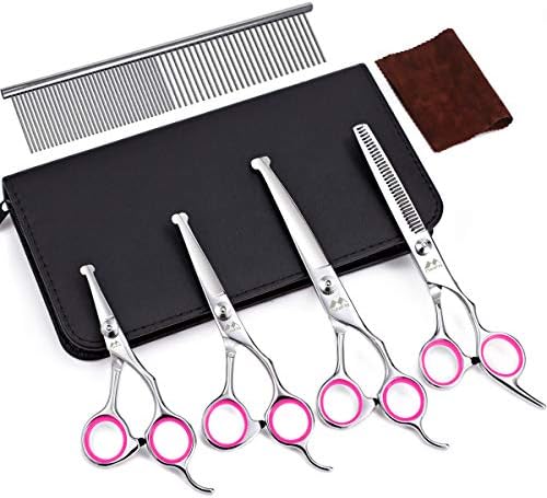 Dog Grooming Kit with Round Tip, 6 in 1 Cat Dog Grooming Scissors, Stainless - Image 2