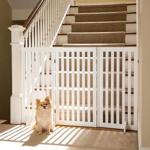 Freestanding Pet Dog Gate 36 Inch Foldable Fence Indoor 3 Panel Extra Wide - Image 2