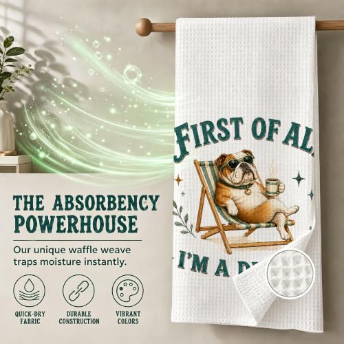 English Bulldog Kitchen Towel, Cute Dog Hand Towel, Funny Dog Lover Gift - Image 3