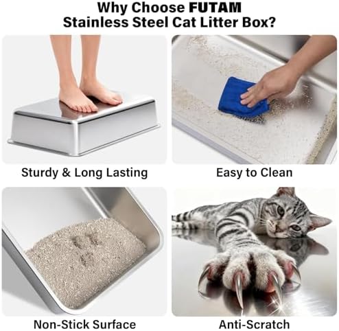 Stainless Steel Litter Box, Extra Large Cat Litter Boxes - Image 3